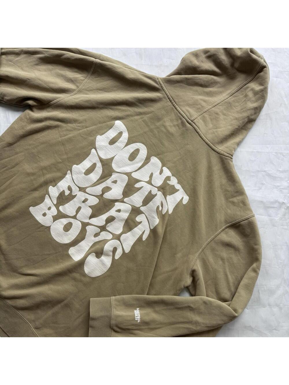 Barstool Sports Don’t Date Frat Boys Hoodie XL Beige Oversized Sweatshirt Tan